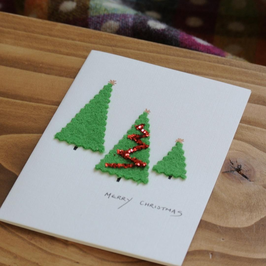 Handmade Christmas Cards - Green Trees