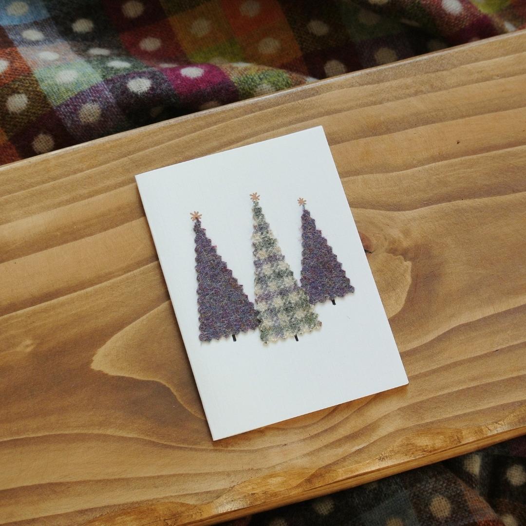 Handmade Christmas Cards - Purple Tweed Trees