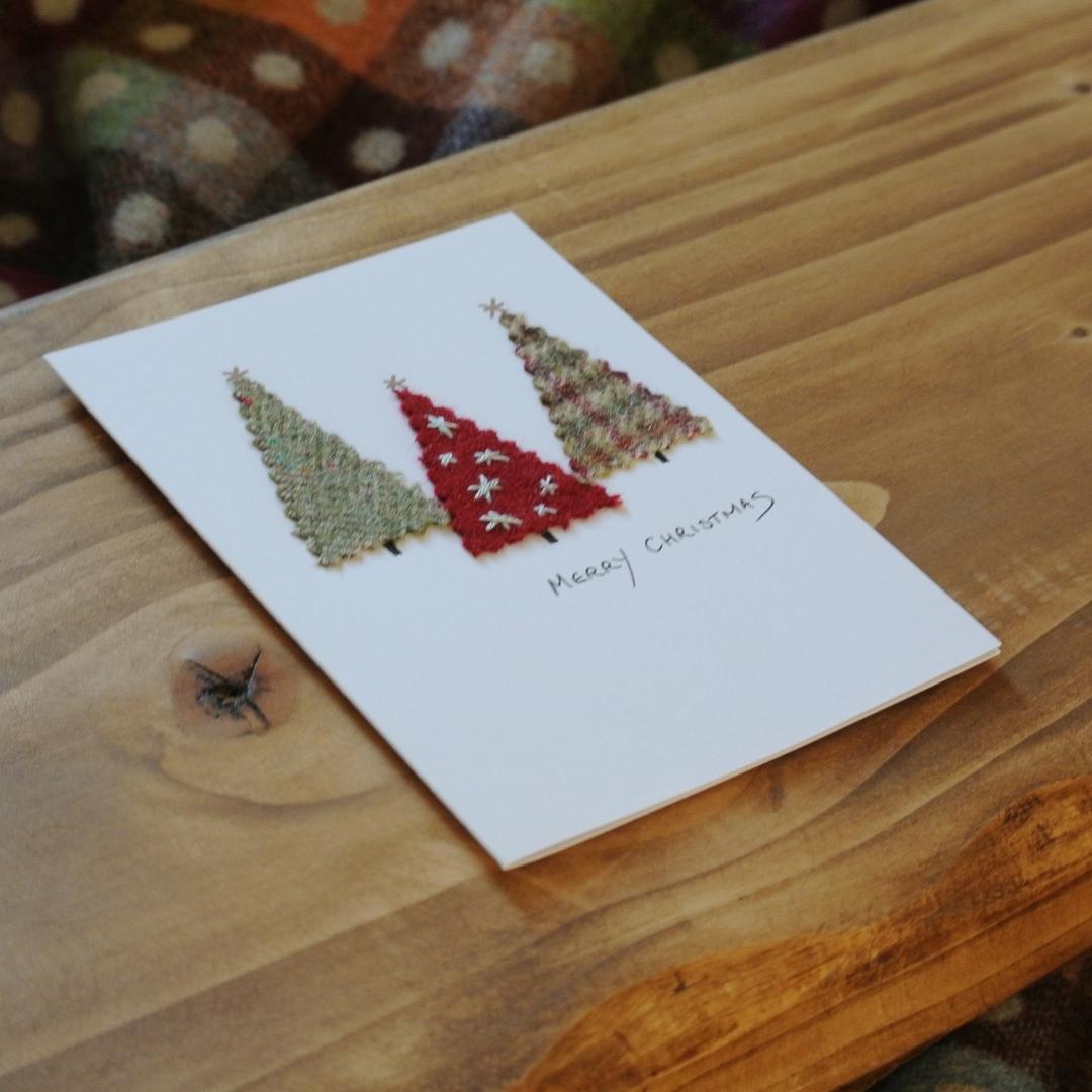 Handmade Christmas Cards - Tweed Trees