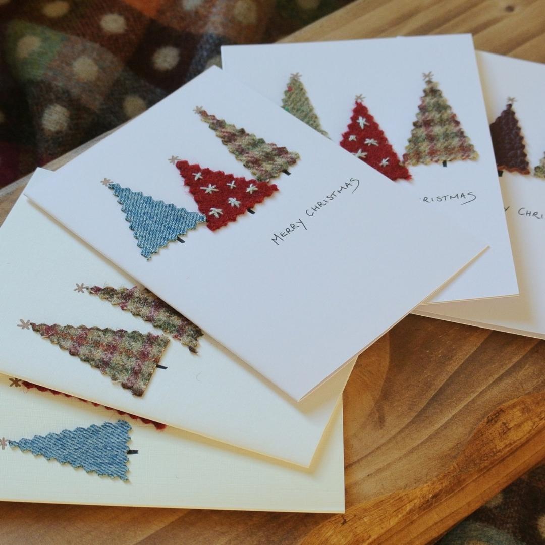 Handmade Christmas Cards - Tweed Trees