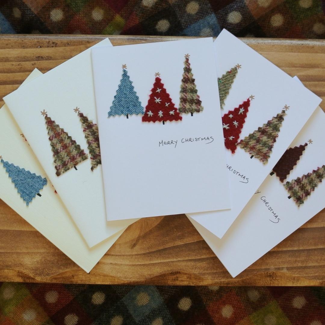 Handmade Christmas Cards - Tweed Trees