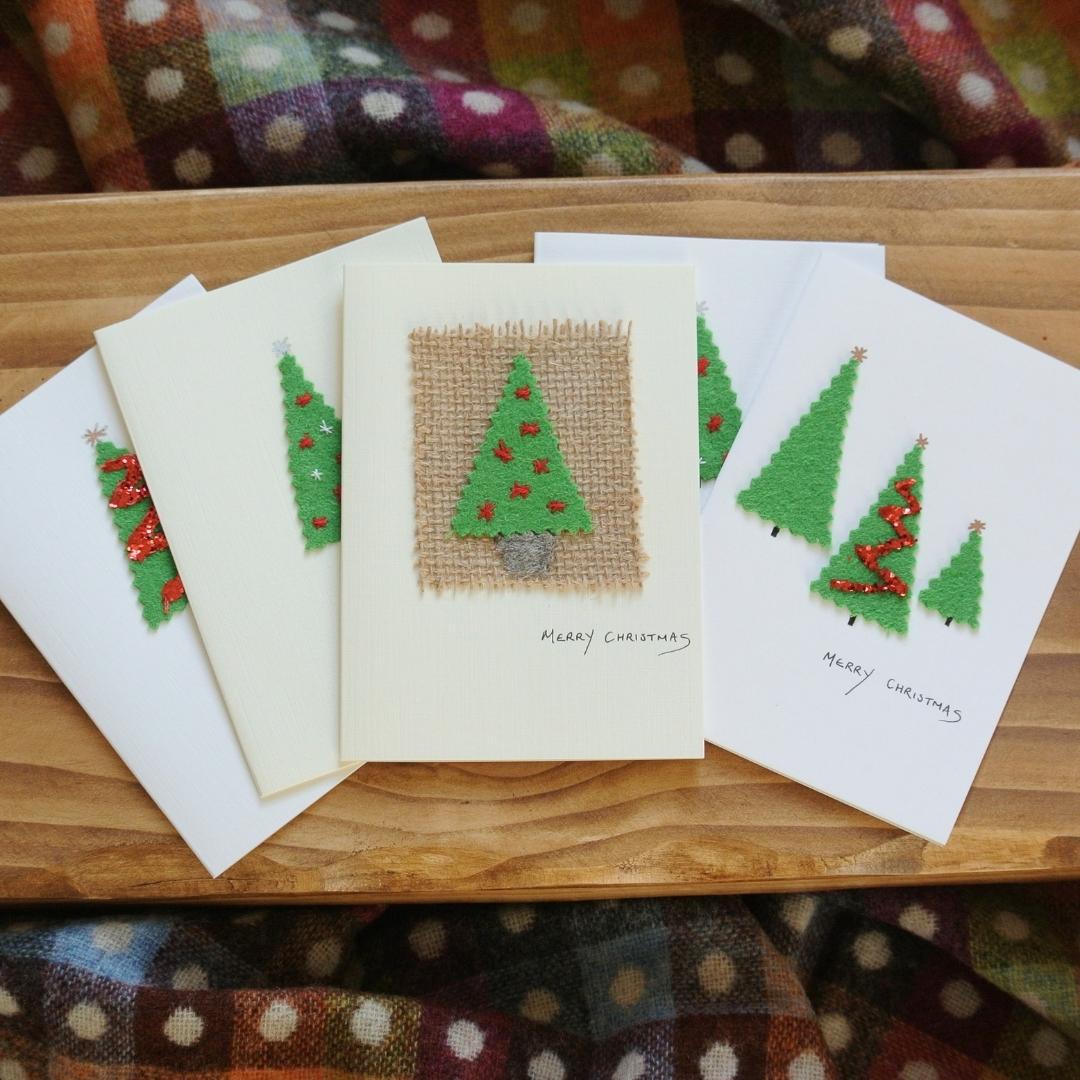 Handmade Christmas Cards - Green Trees