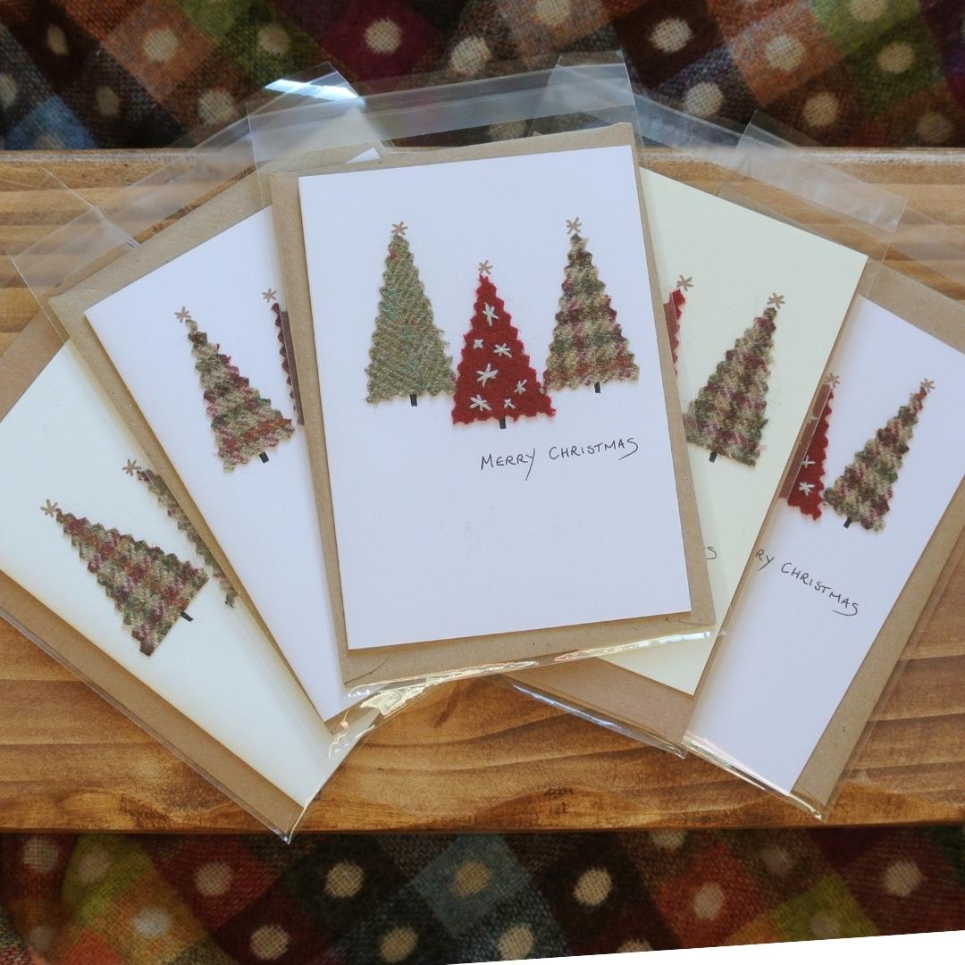 Handmade Christmas Cards - Tweed Trees