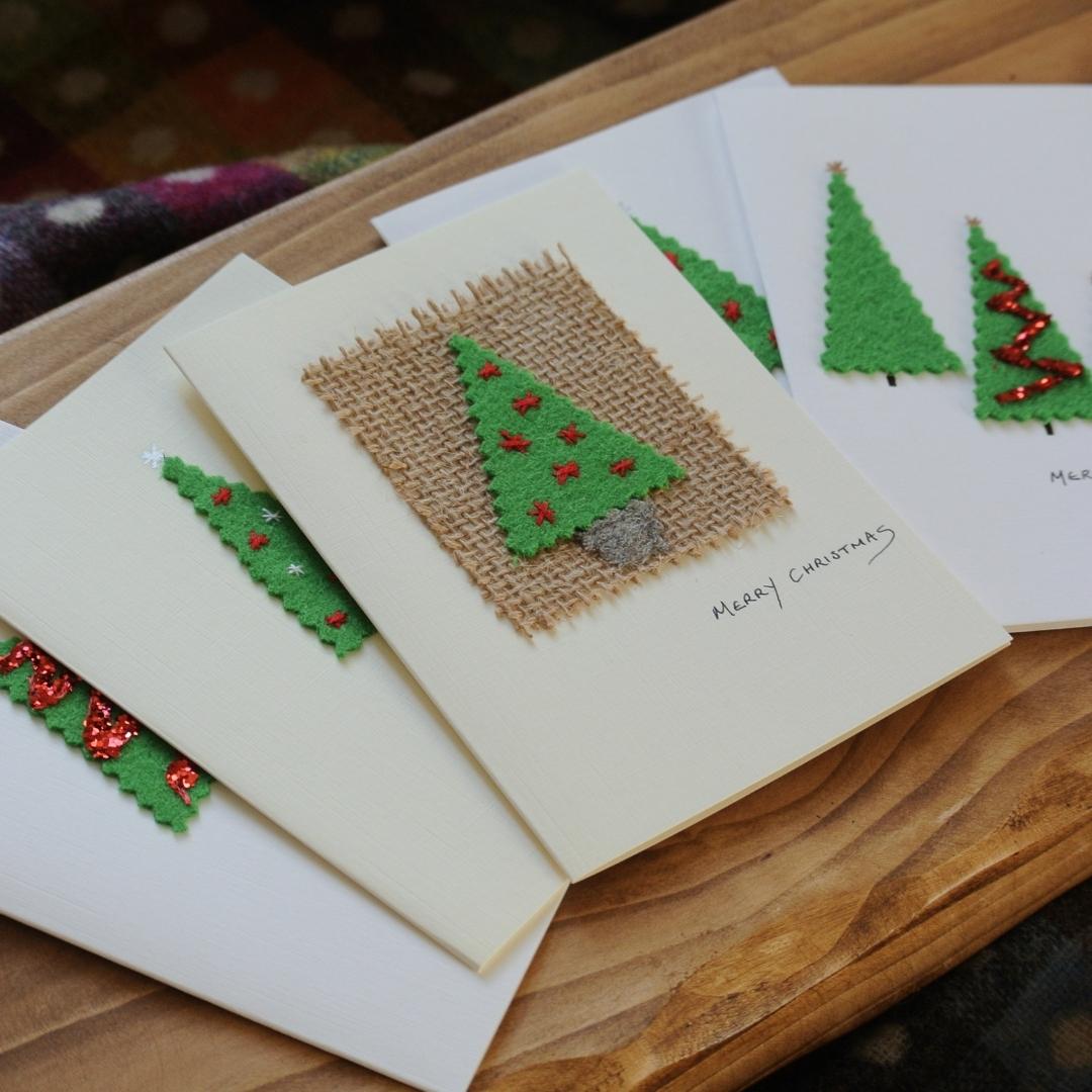 Handmade Christmas Cards - Green Trees