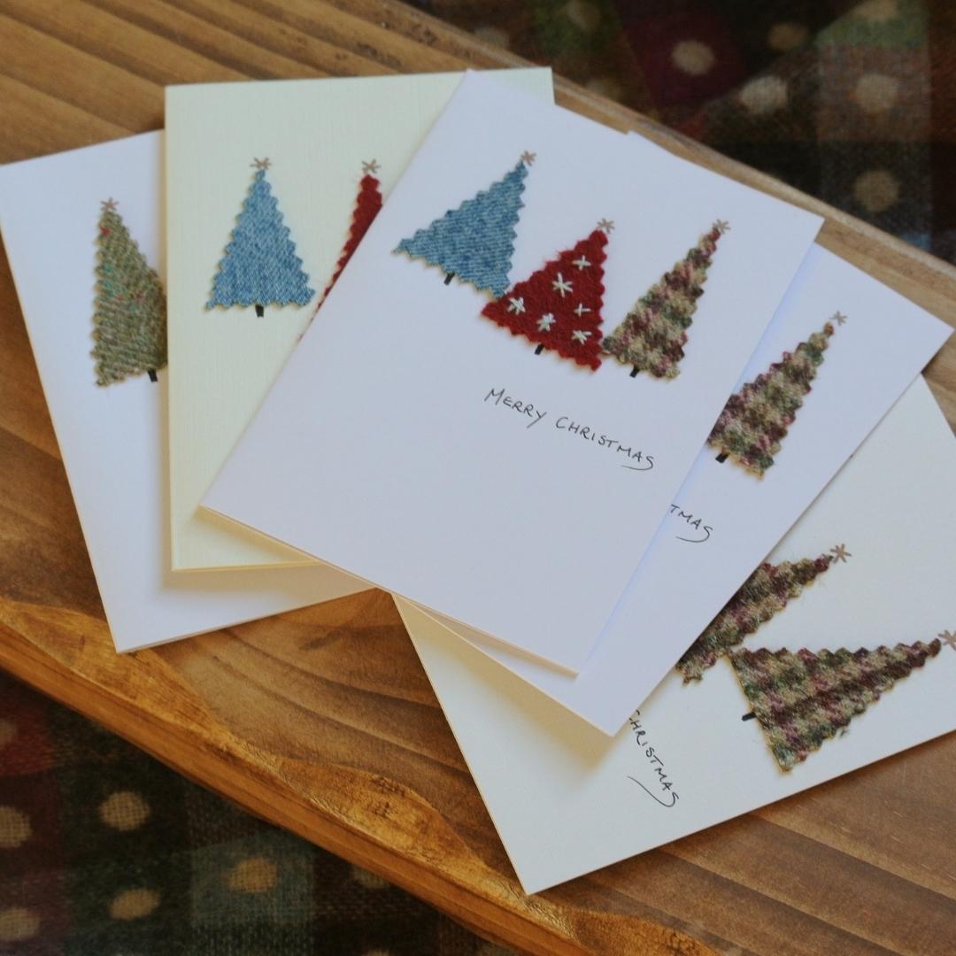 Handmade Christmas Cards - Tweed Trees