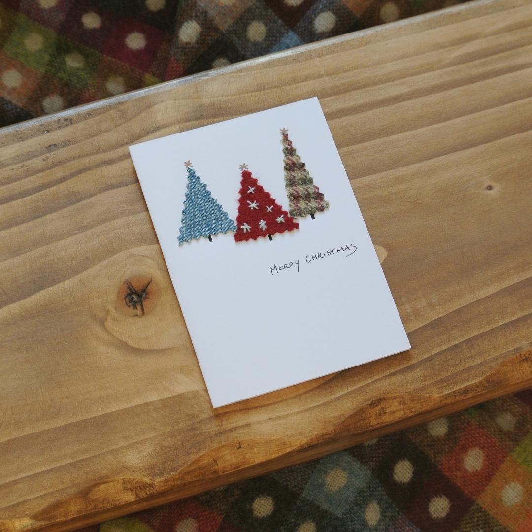 Handmade Christmas Cards - Tweed Trees