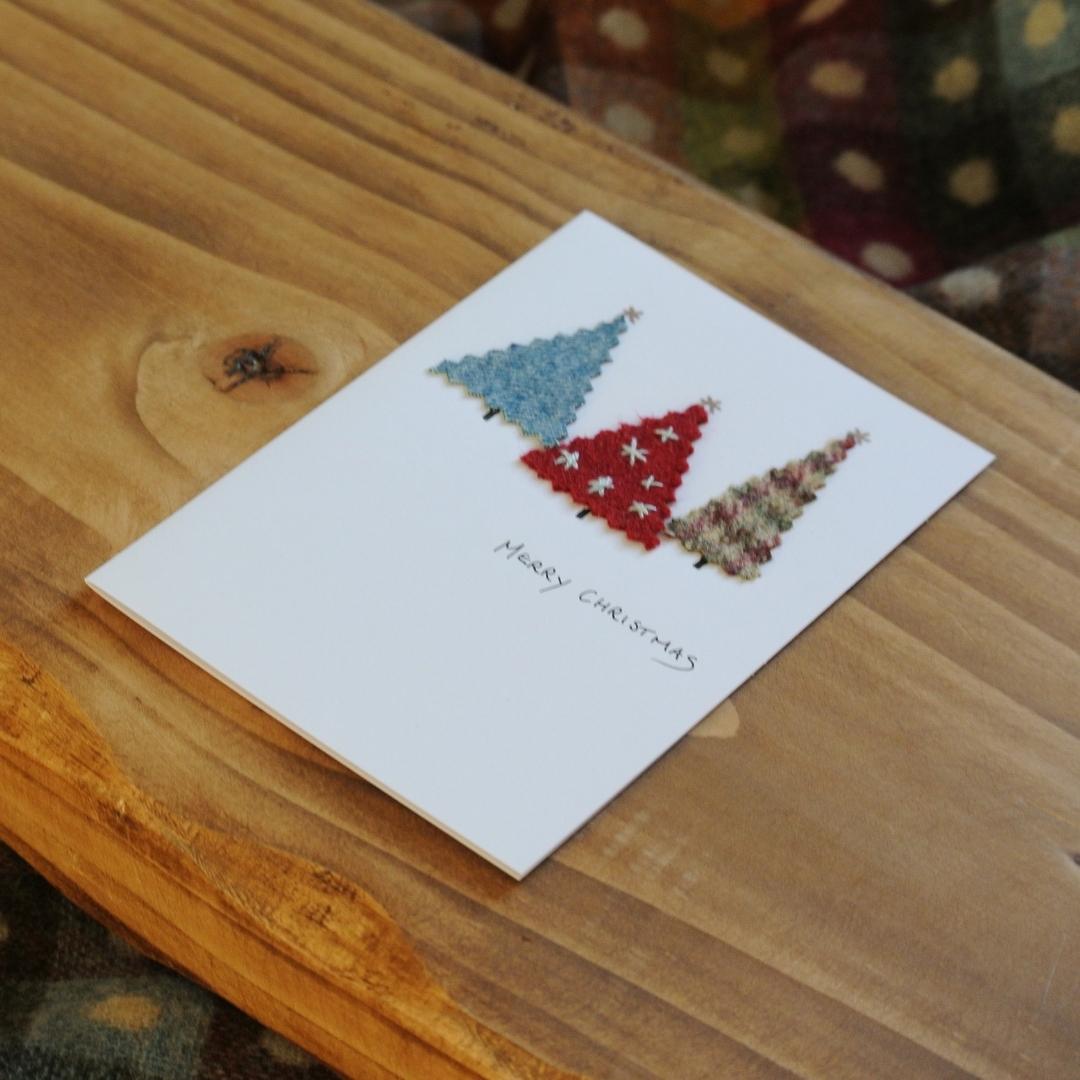 Handmade Christmas Cards - Tweed Trees