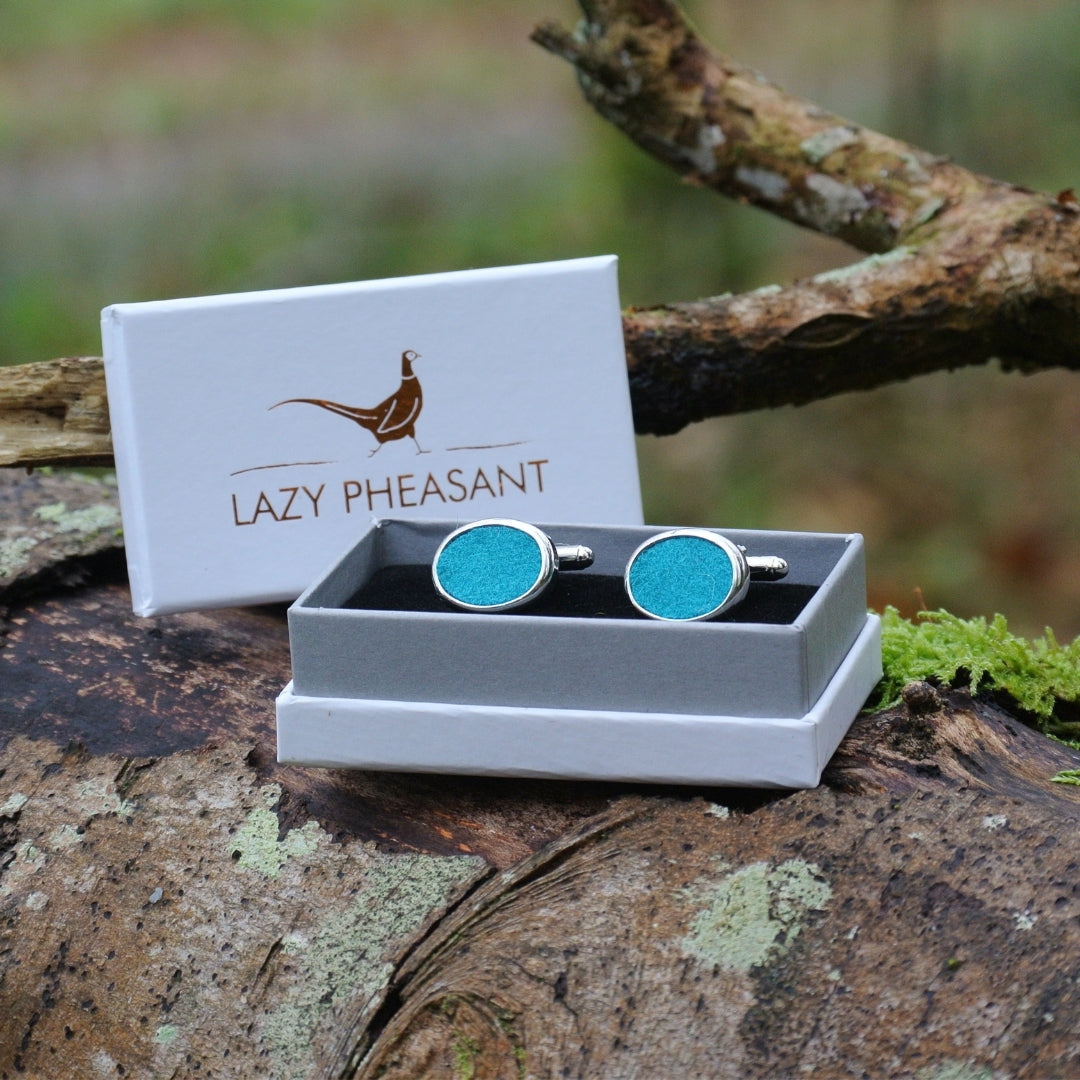 Wool Cufflinks - Blue