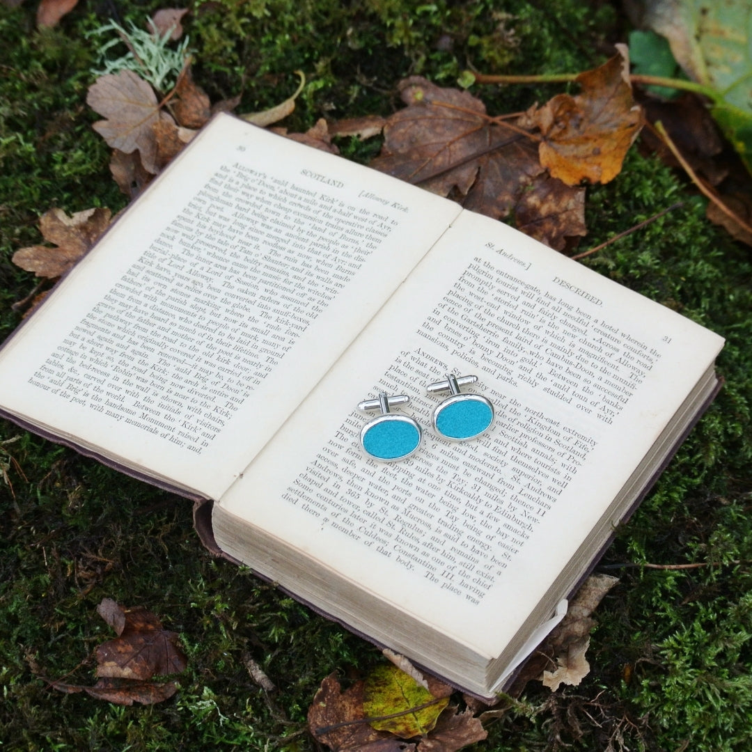 Wool Cufflinks - Blue