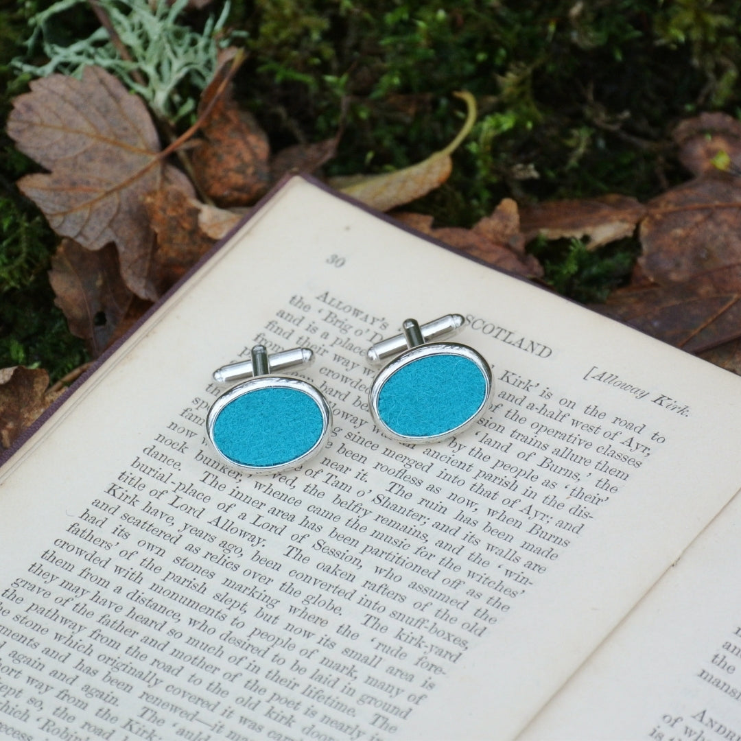 Wool Cufflinks - Blue