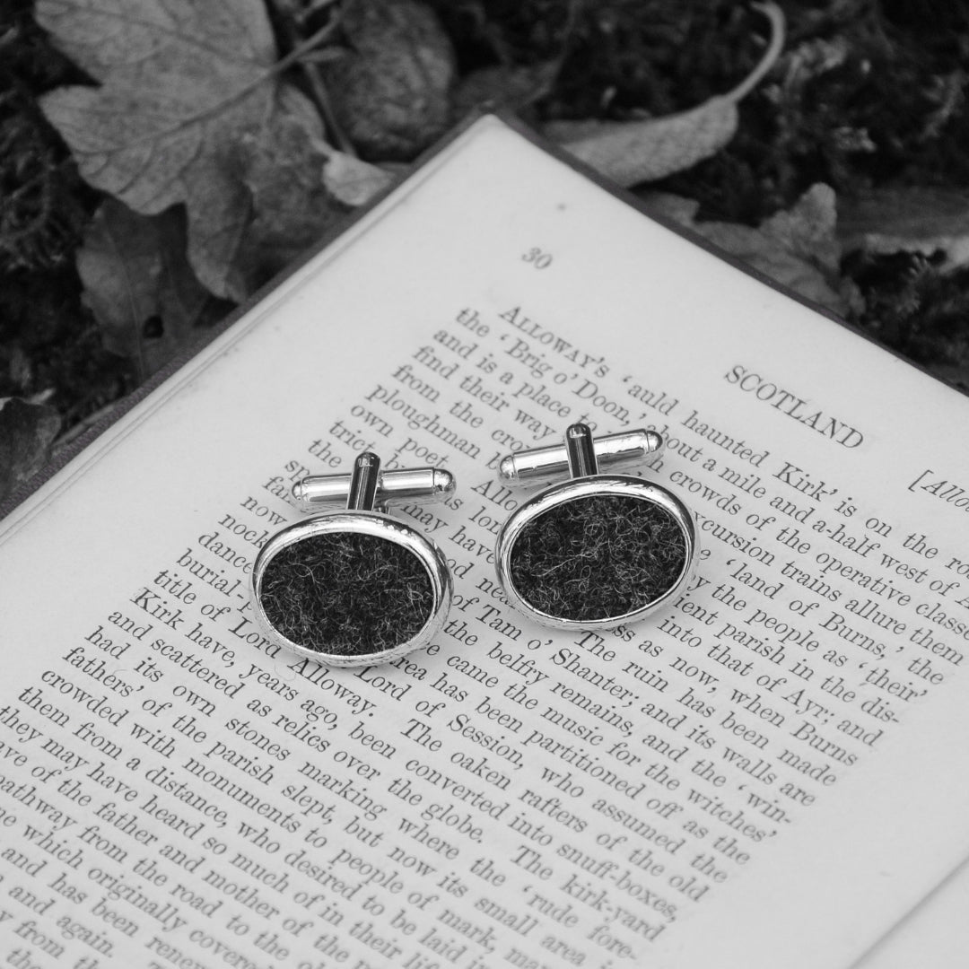 Wool Cufflinks - Charcoal