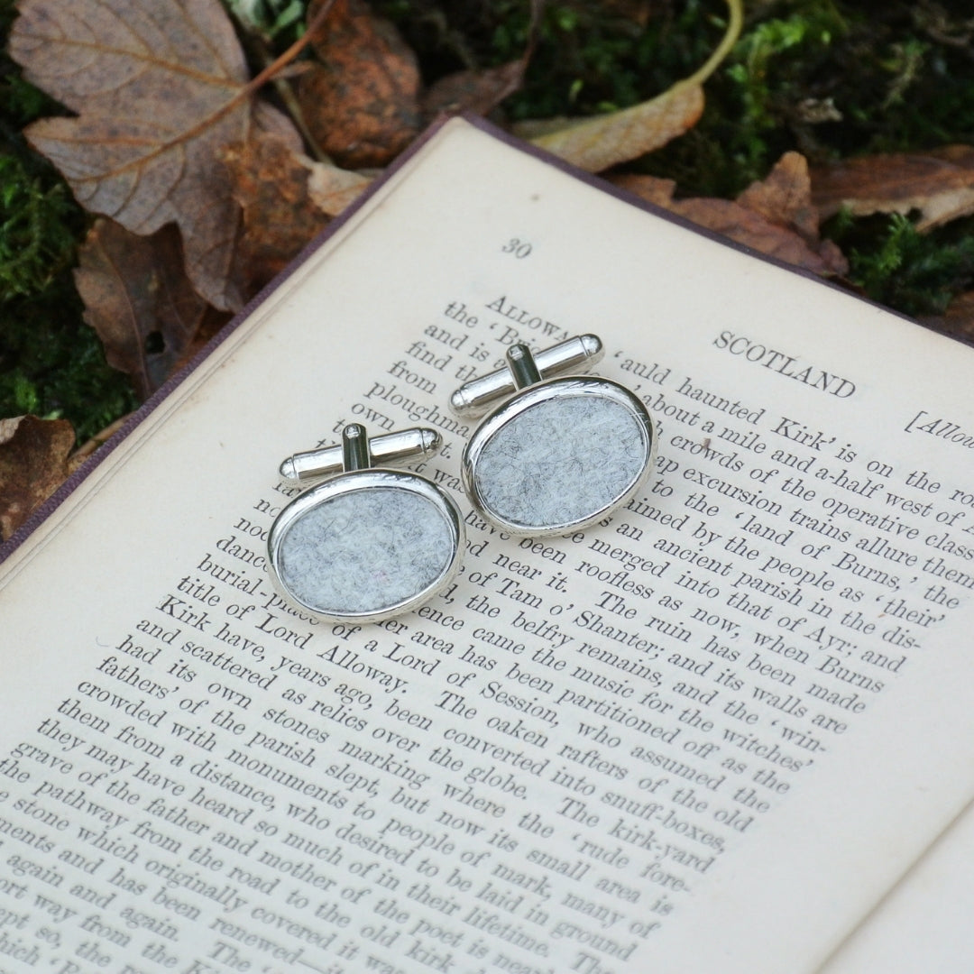 Wool Cufflinks - Grey