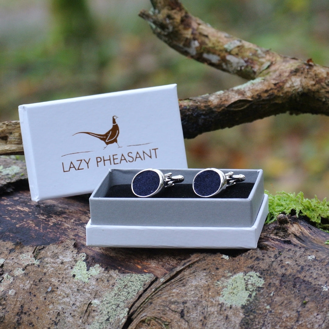 Wool Cufflinks - Navy Blue