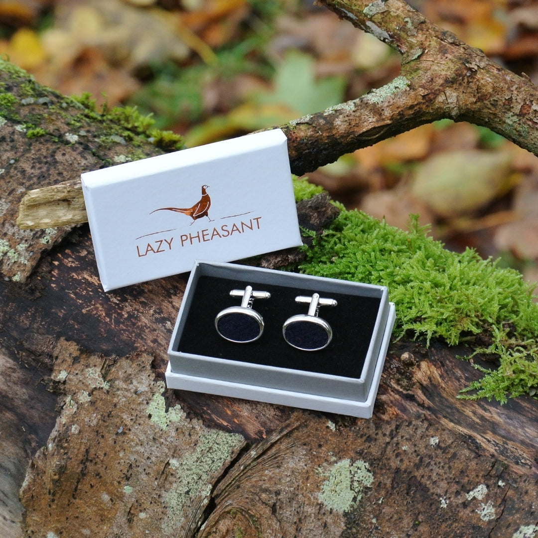 Wool Cufflinks - Navy Blue