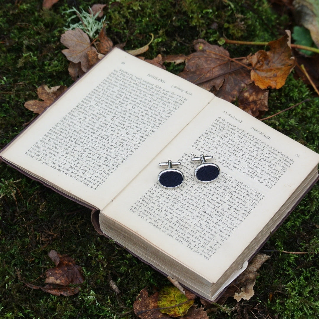 Wool Cufflinks - Navy Blue