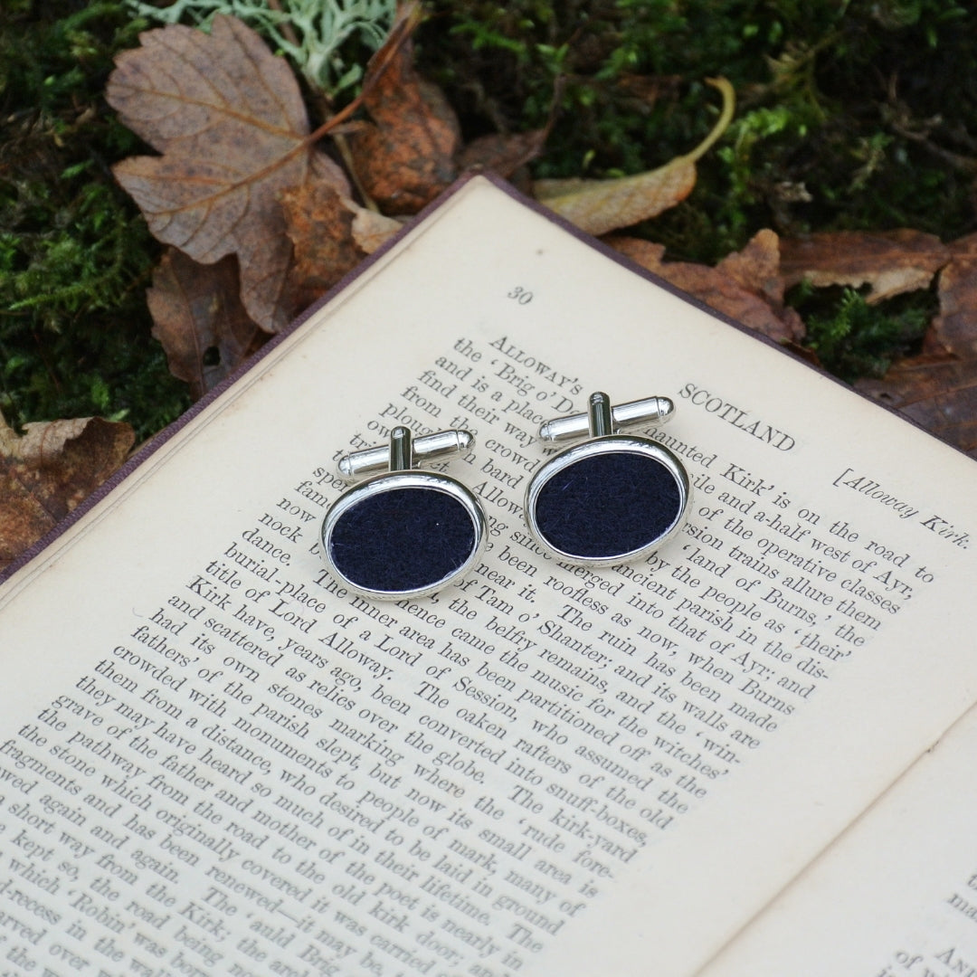 Wool Cufflinks - Navy Blue
