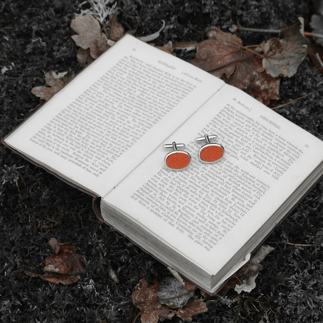 Wool Cufflinks - Orange