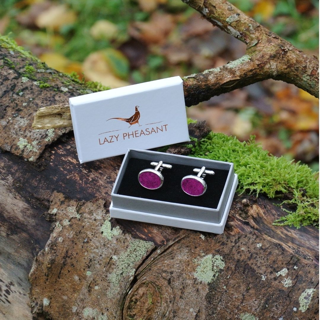 Wool Cufflinks - Dark Pink