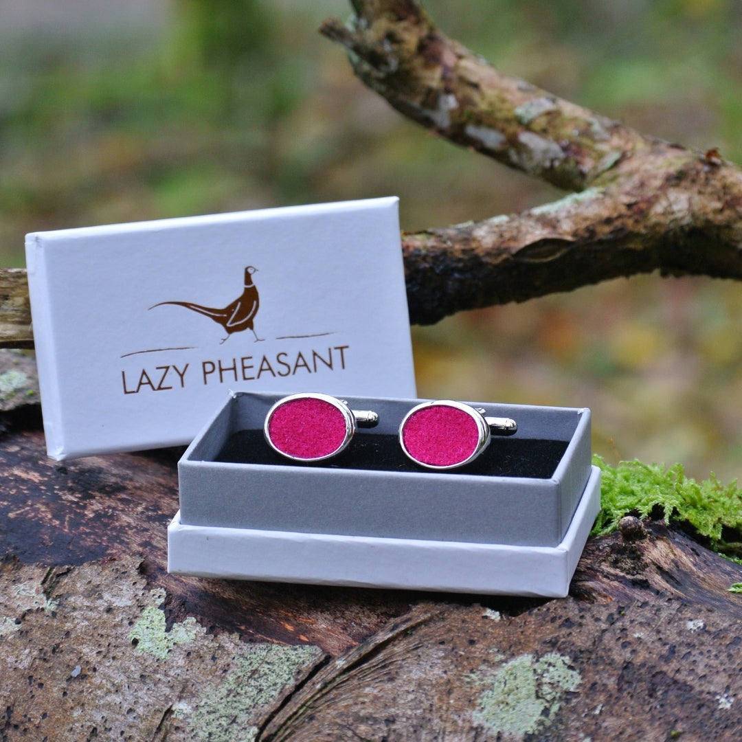 Wool Cufflinks - Fuchsia