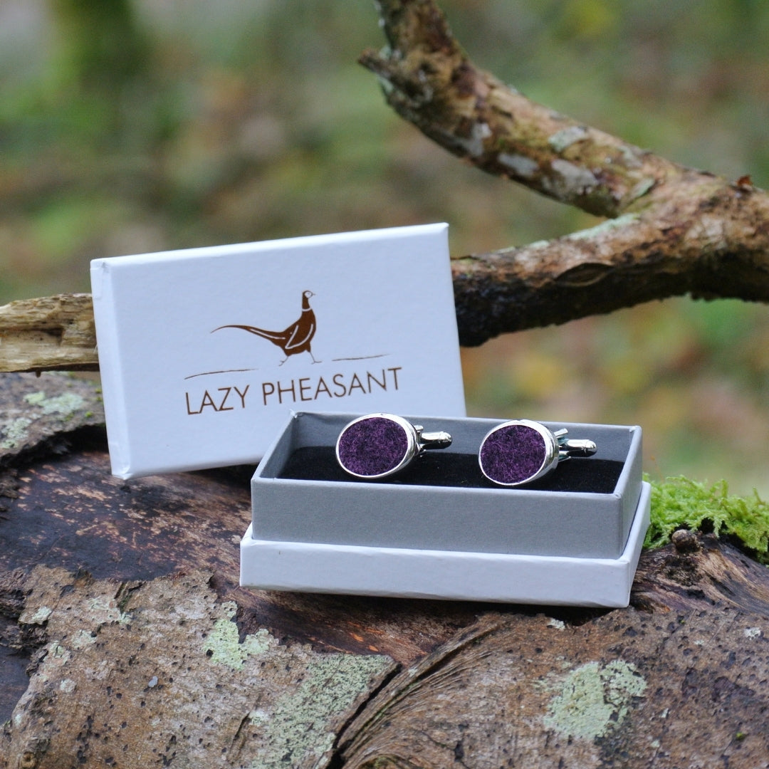 Wool Cufflinks - Purple