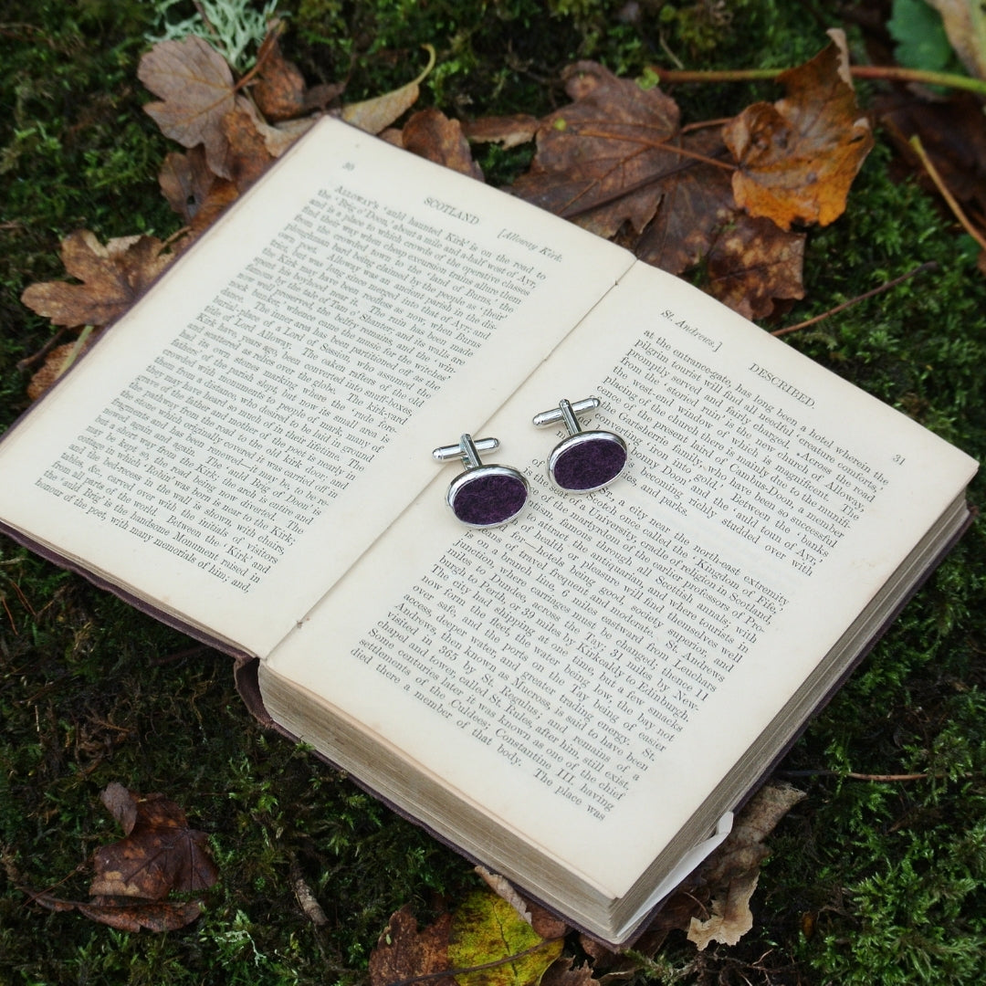 Wool Cufflinks - Purple