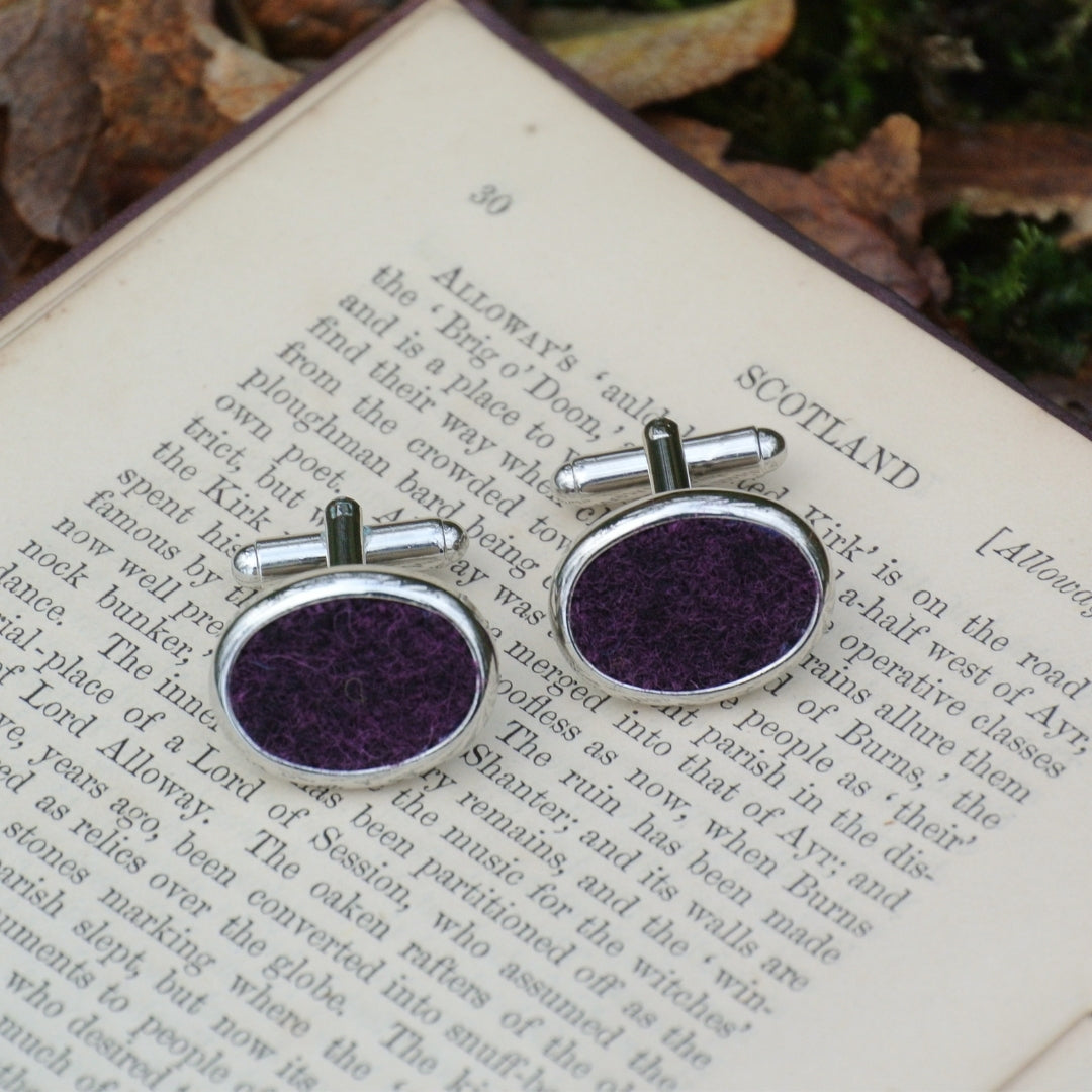 Wool Cufflinks - Purple