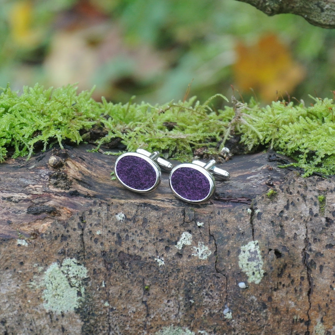 Wool Cufflinks - Purple