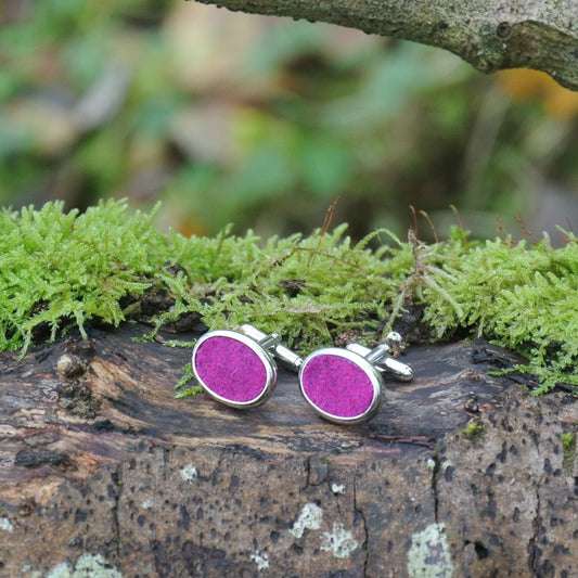 Wool Cufflinks - Dark Pink