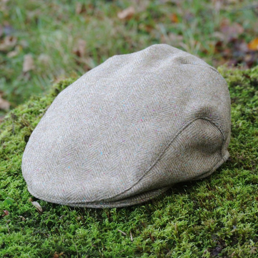 Tweed Flat Cap - Green Herringbone