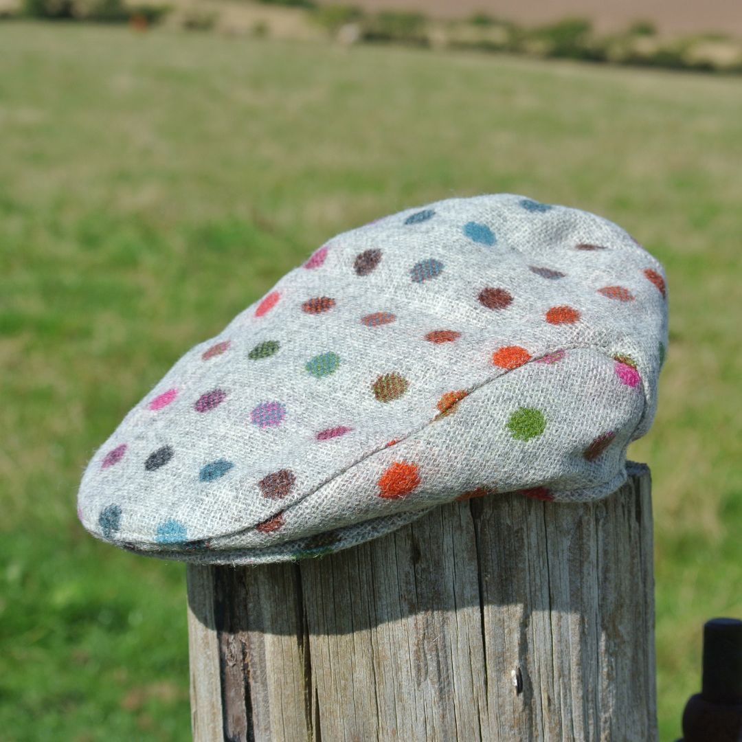 Tweed Flat Cap - Grey Multi-Spot