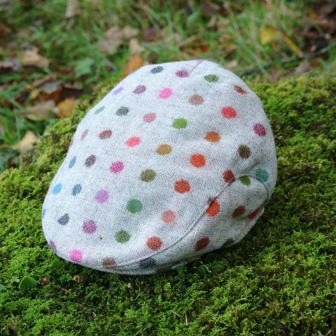 Tweed Flat Cap - Grey Multi-Spot