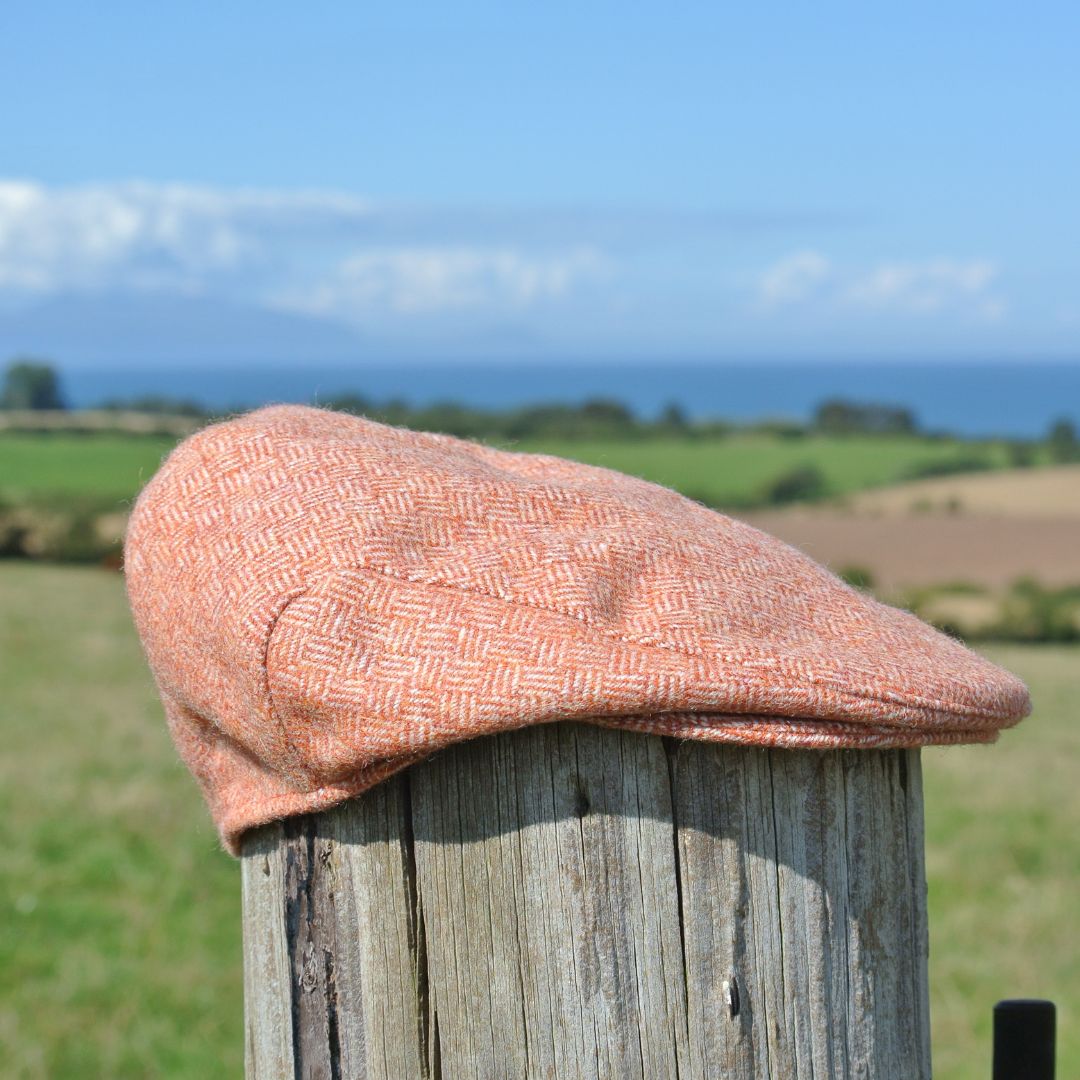 Tweed Flat Cap - Orange