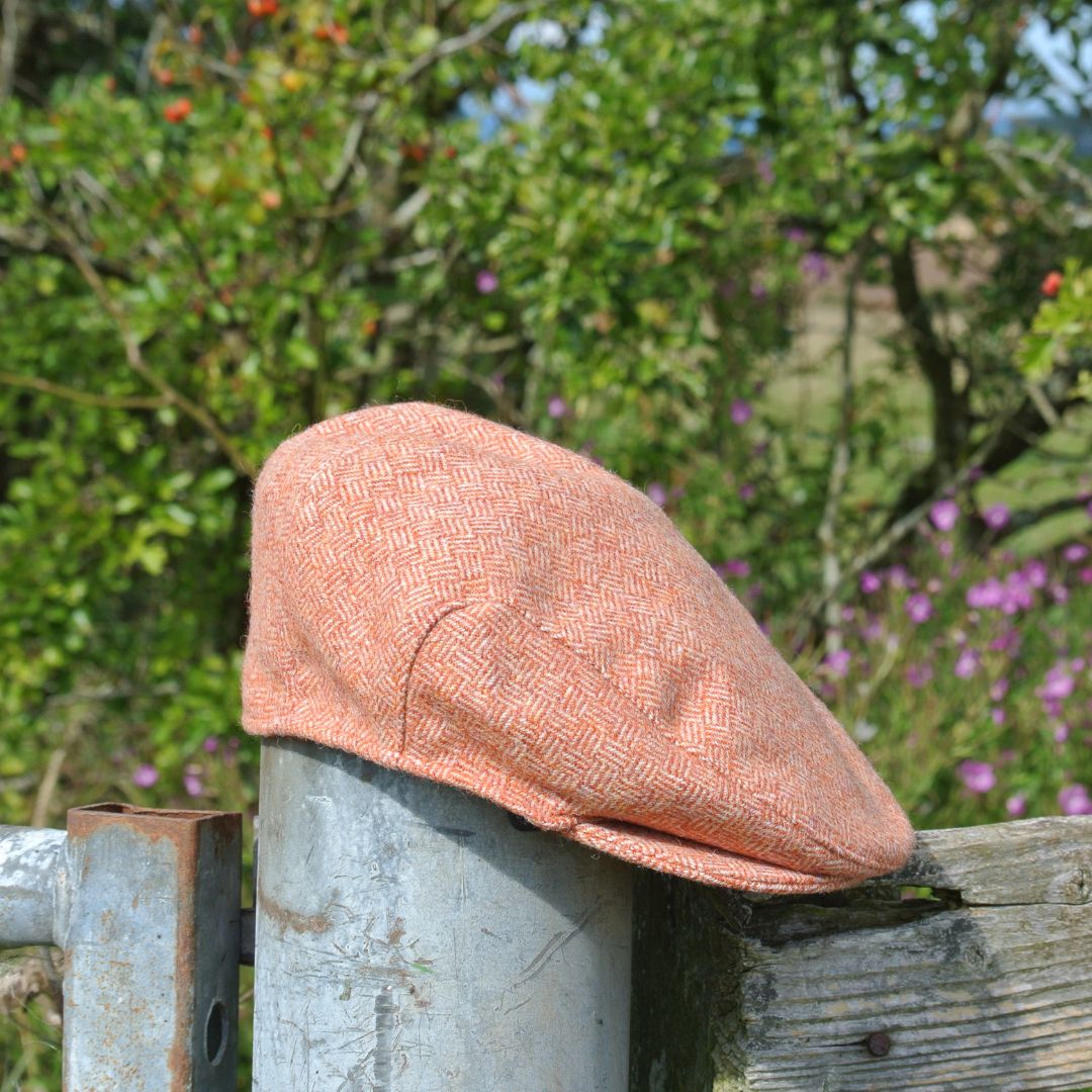 Tweed Flat Cap - Orange