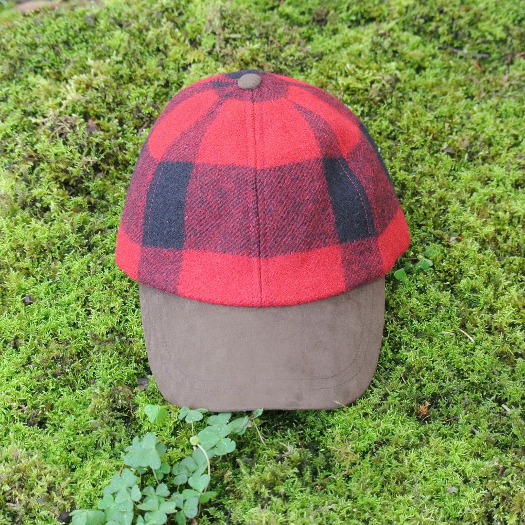 Tweed Baseball Cap - Red Check